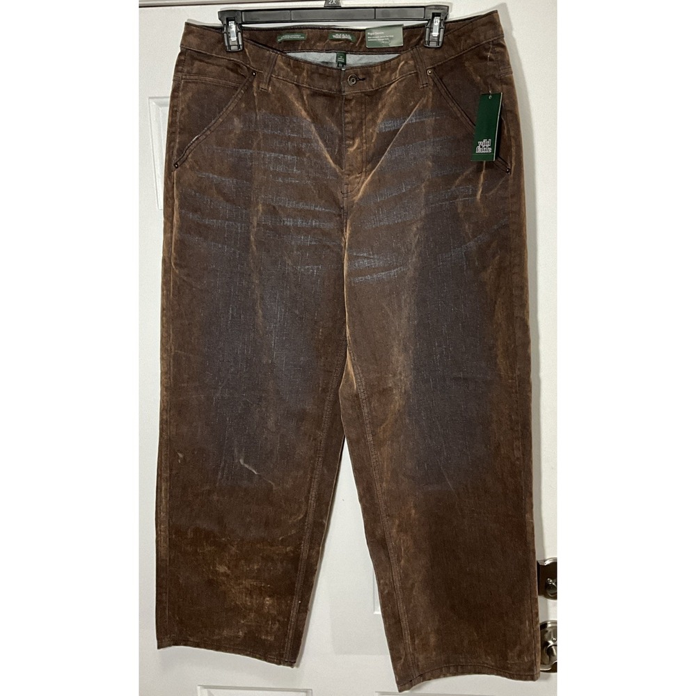 Wild Fable Midrise Relaxed Straight Rigid Denim Brown Non-Stretched Denim 17s